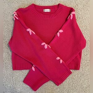 Altar’d State Pink Cropped Sweater with Flower Sleeves (Size Small)